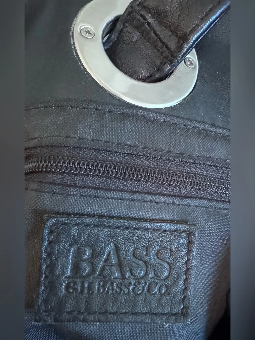 G.H. Bass & Co. Black Leather Shoulder - Backpack Bag with Silver Accent